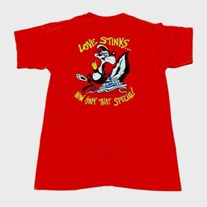 Vintage 1987 Alpha-Chi-Omega Shirt Womens Medium Red Pepe Le Pew Love Stinks